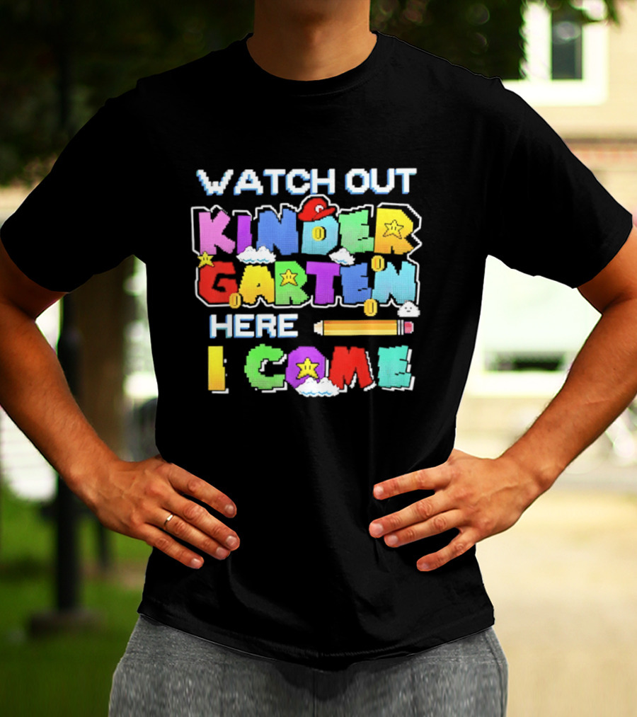 Out Kindergarten Here I Come Fun Colorful Back To School Kids T-Shirt