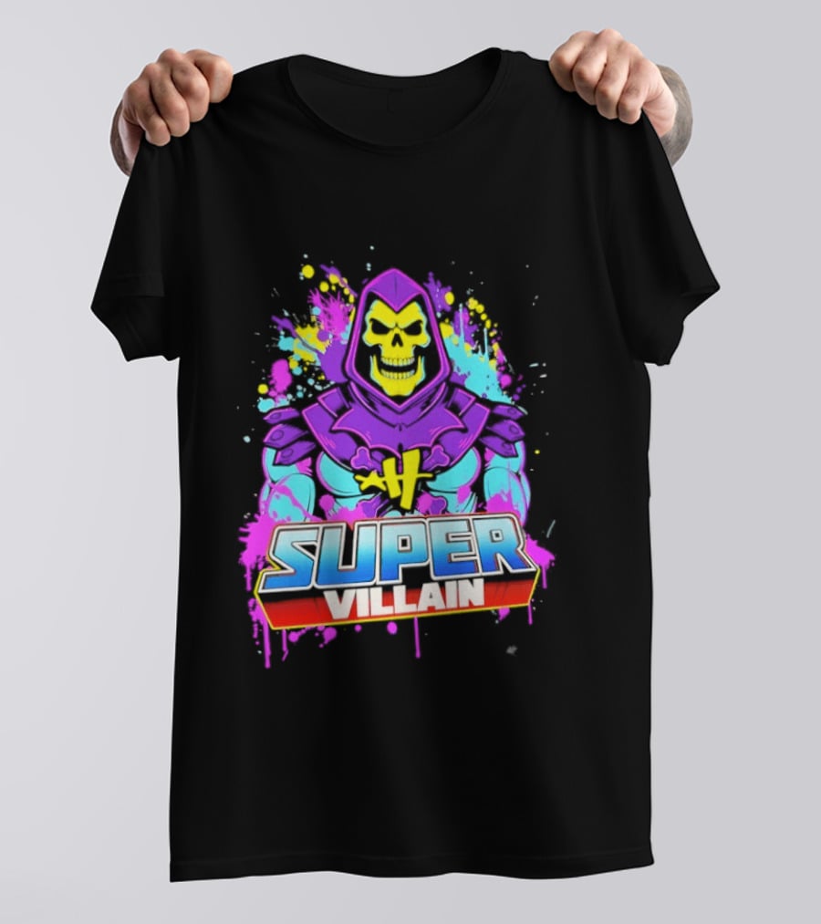 Skeletor Super Villain Masters Of The Universe Colorful Paint Splatter T-Shirt