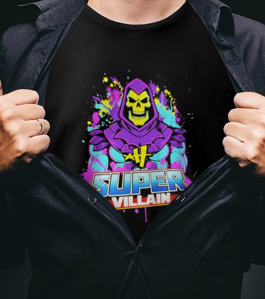 Skeletor Super Villain Masters Of The Universe Colorful Paint Splatter T-Shirt