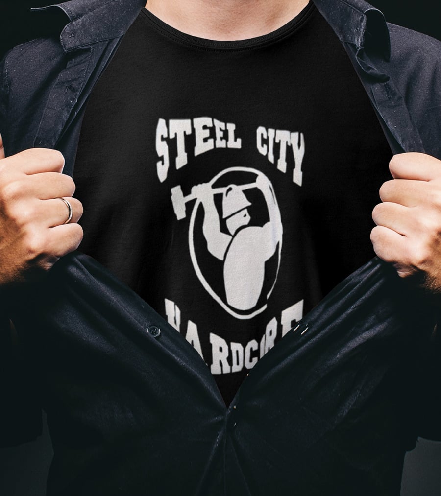Steel City Hardcore Pittsburgh Worker Hammer Circle T-Shirt