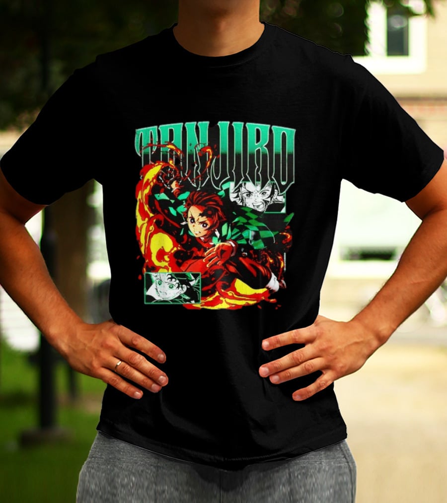 Tanjiro Kamado Flames Demon Slayer Anime Kimetsu No Yaiba T-Shirt