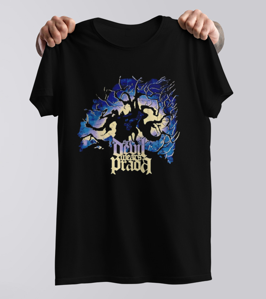 The Devil Wears Prada Blue Skull Dead Tree Art Motif T-Shirt