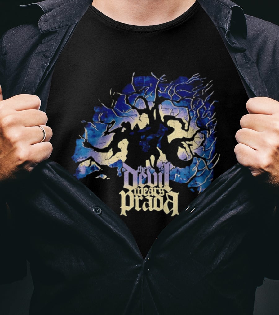 The Devil Wears Prada Blue Skull Dead Tree Art Motif T-Shirt