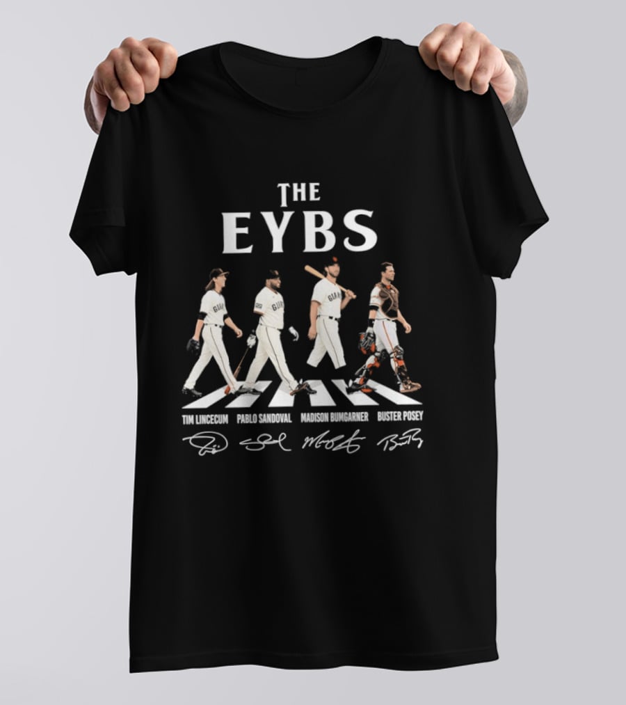The EYBS Tim Lincicum Pablo Sandoval Madison Bumgarner Buster Posey Signatures Abbey Road SF Giants T-Shirt