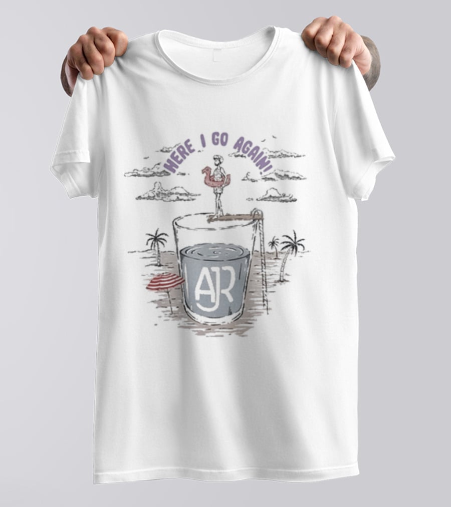 AJR Here I Go Again Red Bird And Island Scene T-Shirt