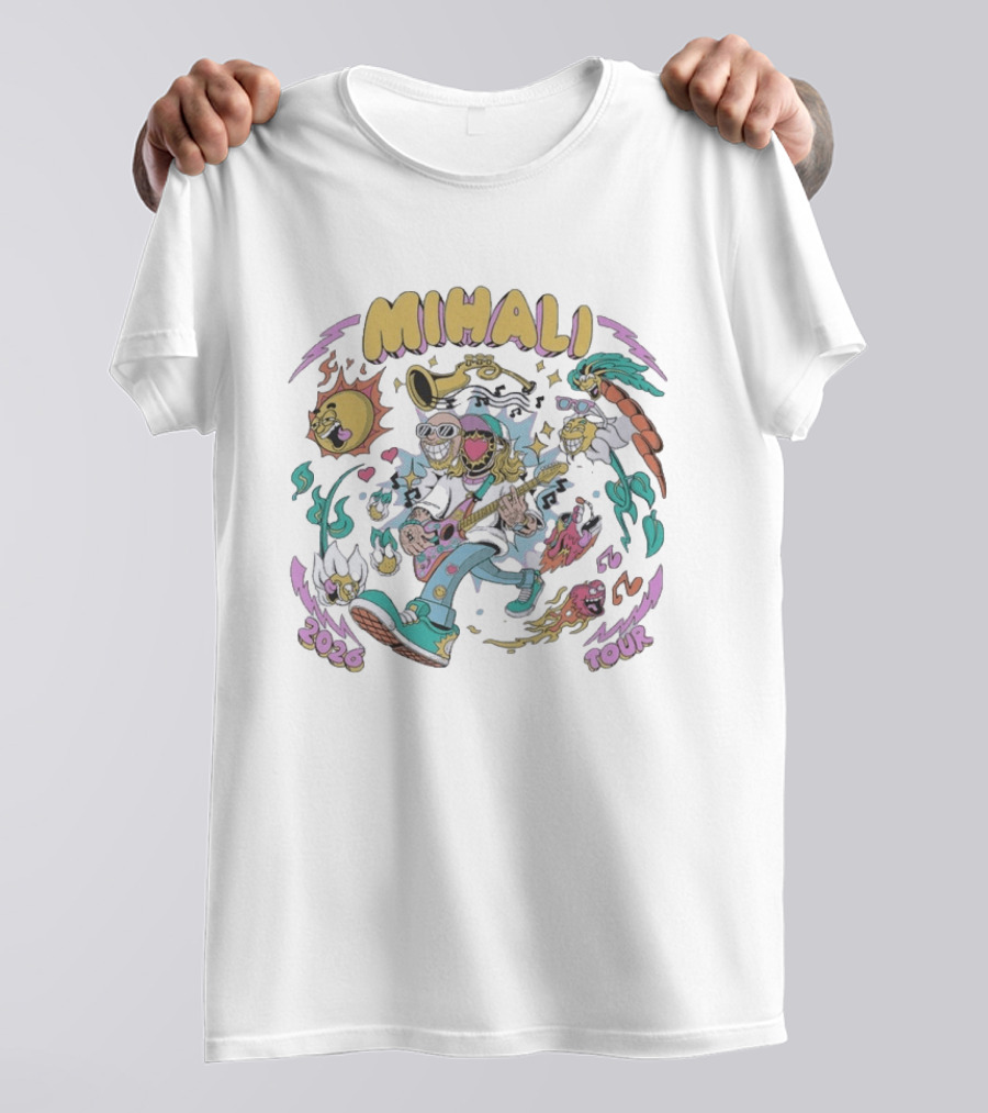 Mihali 2026 Tour Cartoon Jam Session Vibrant Psychedelic T-Shirt