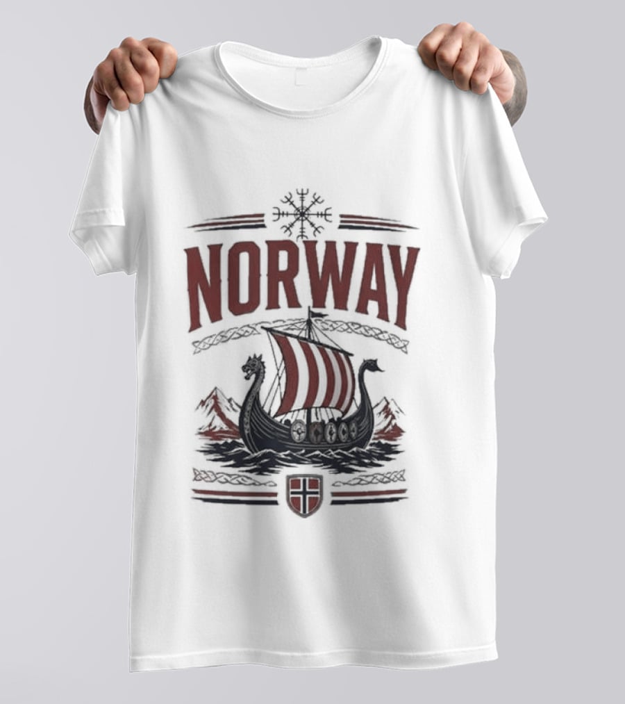 Norway Viking Ship Emblem With Shield T-Shirt
