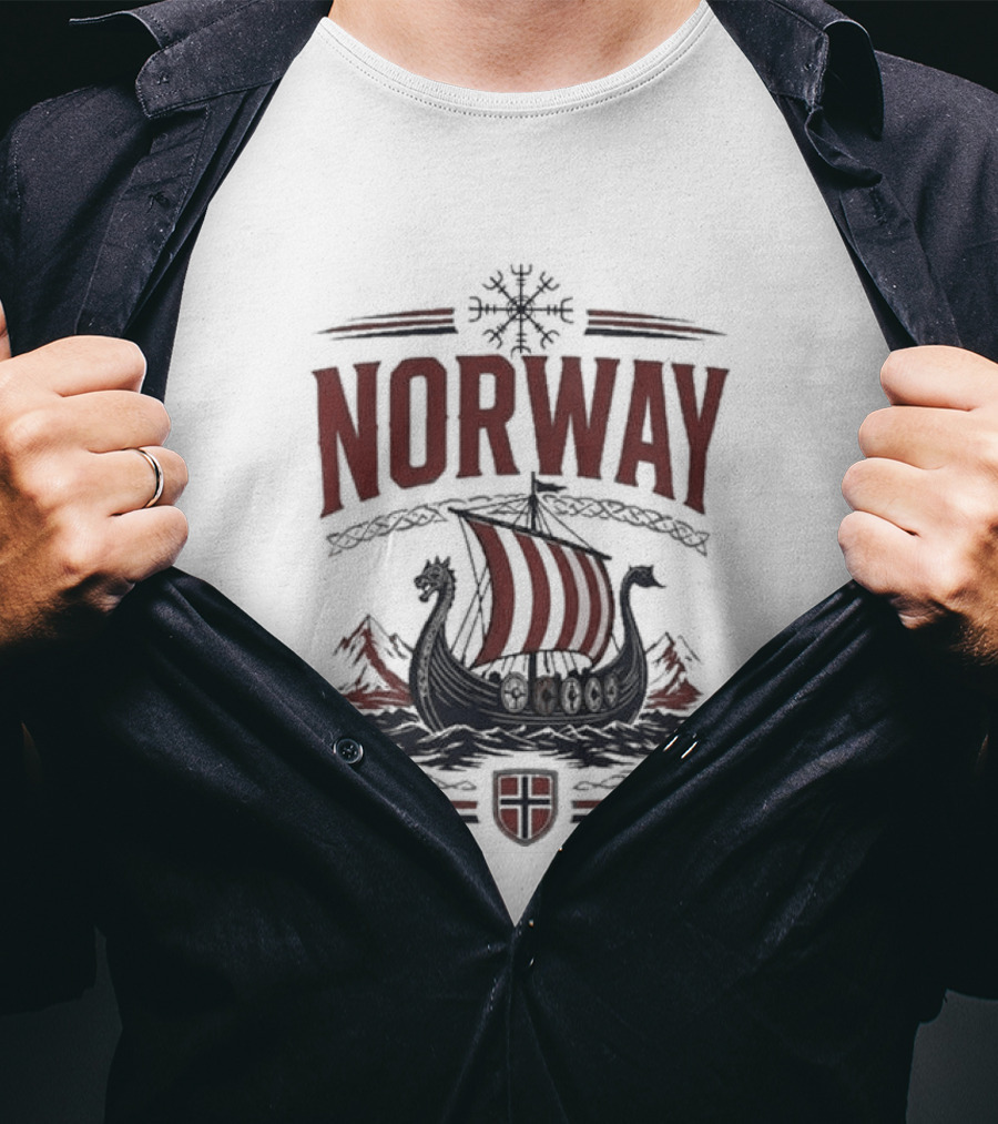 Norway Viking Ship Emblem With Shield T-Shirt
