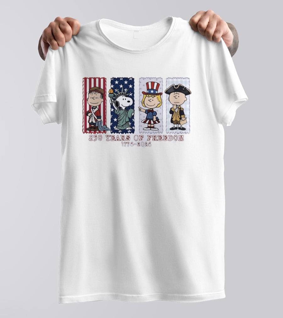 Peanuts 250 Years Of Freedom 1776 2026 America Celebration With Iconic Characters T-Shirt