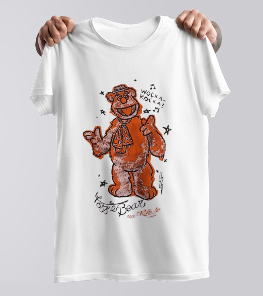 Fozzie Bear Wocka Rocka Rock N Roller Muppet Tie Star Music Notes T-Shirt