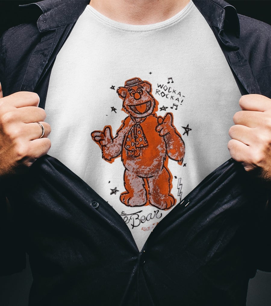 Fozzie Bear Wocka Rocka Rock N Roller Muppet Tie Star Music Notes T-Shirt