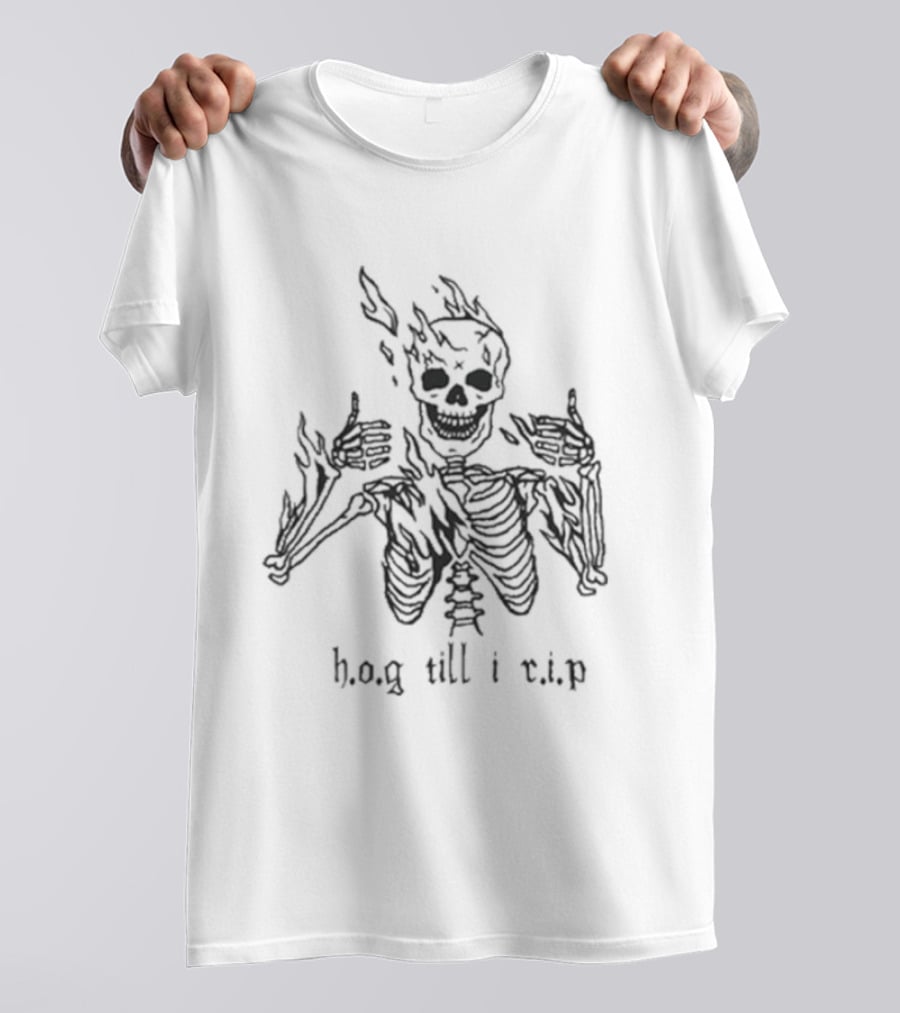 H O G Til I R I P Skeleton Motif T-Shirt
