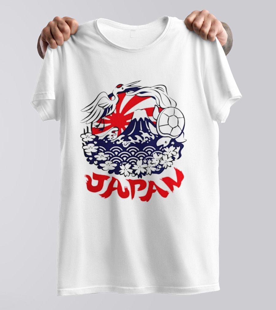 Japan Mt Fuji Crane Turtle Sakura Rising Sun Symbolism T-Shirt