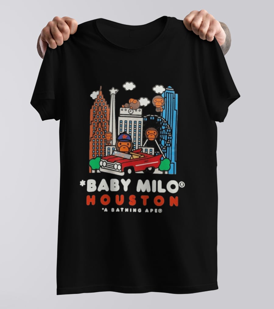 Baby Milo Houston A Bathing Ape City Skyline Car Scene T-Shirt