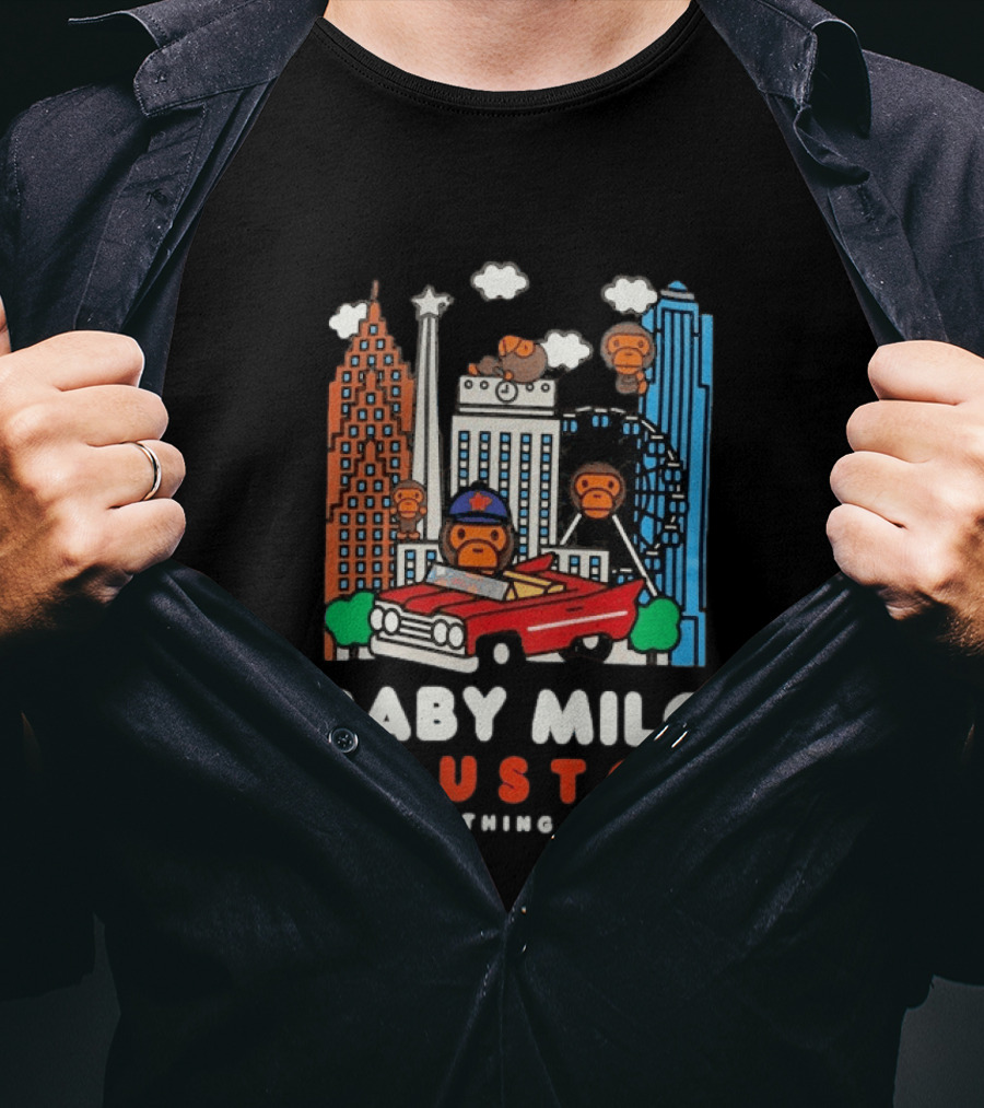 Baby Milo Houston A Bathing Ape City Skyline Car Scene T-Shirt