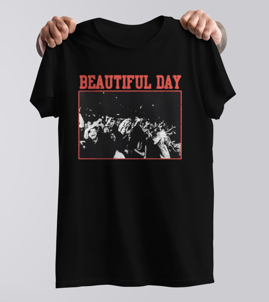 Beautiful Day Crowd Photo Black And White Concert Scene T-Shirt