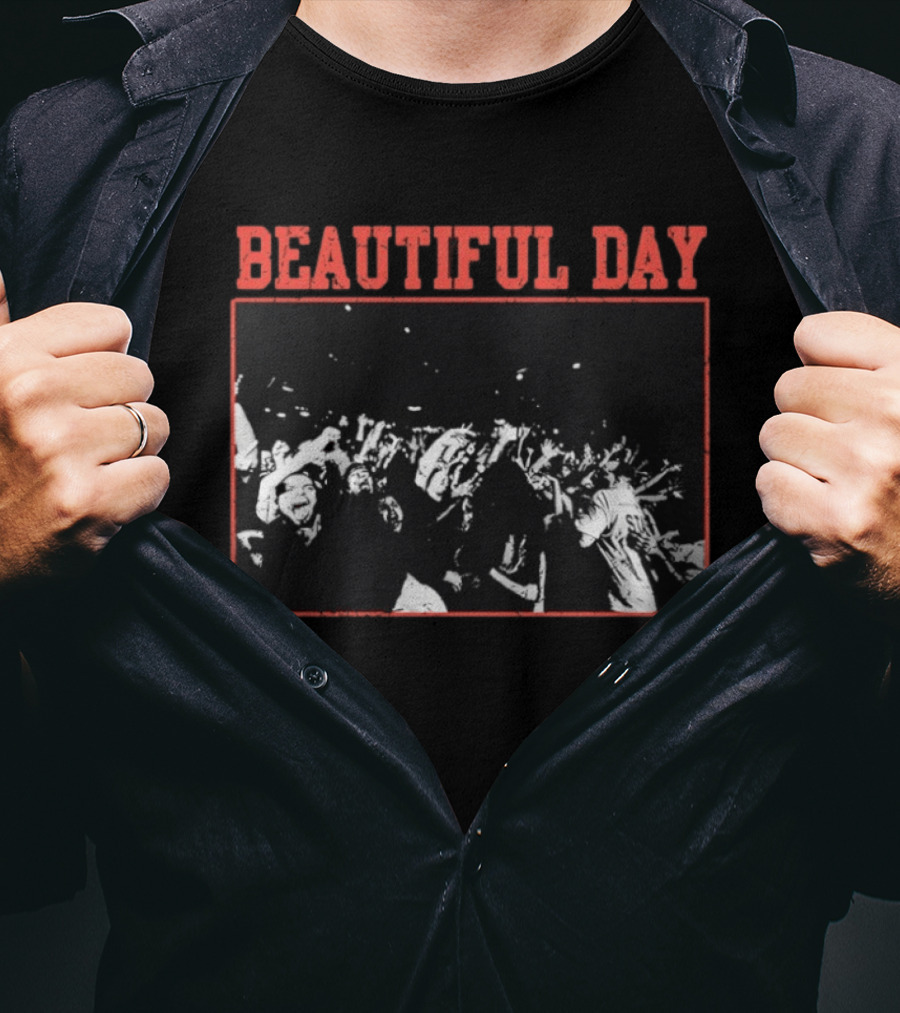 Beautiful Day Crowd Photo Black And White Concert Scene T-Shirt