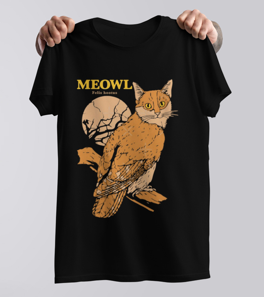 Meowl Felis Hootus Cat Owl Fusion With Moon T-Shirt