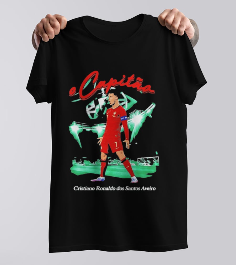 Cristiano Ronaldo O Capitão 7 Dos Santos Aveiro Celebrating Soccer Stadium T-Shirt