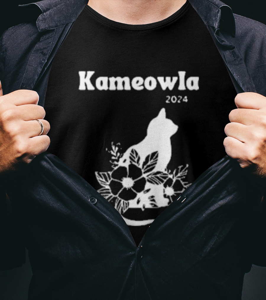 Kameowla 2024 Cat Floral Theme Kamala Cat Lady T-Shirt