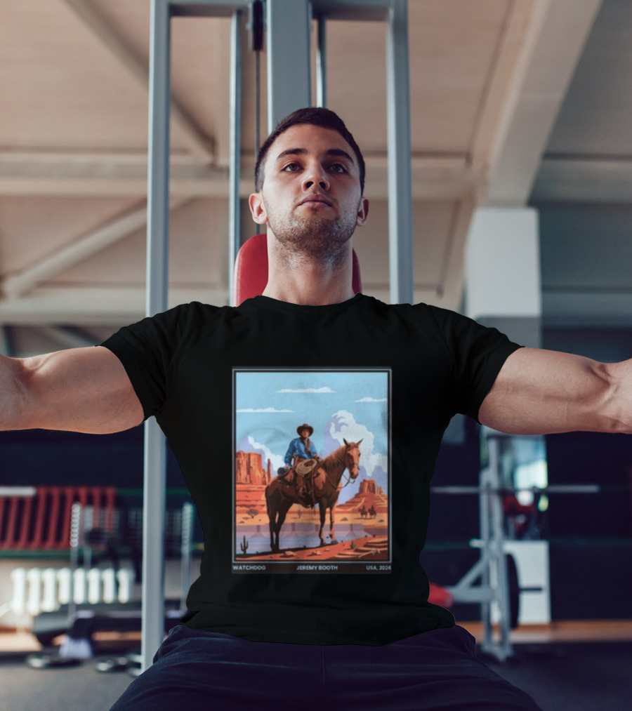 Dog Jeremy Booth USA 2020 Cowboy And Horse Desert Scene T-Shirt