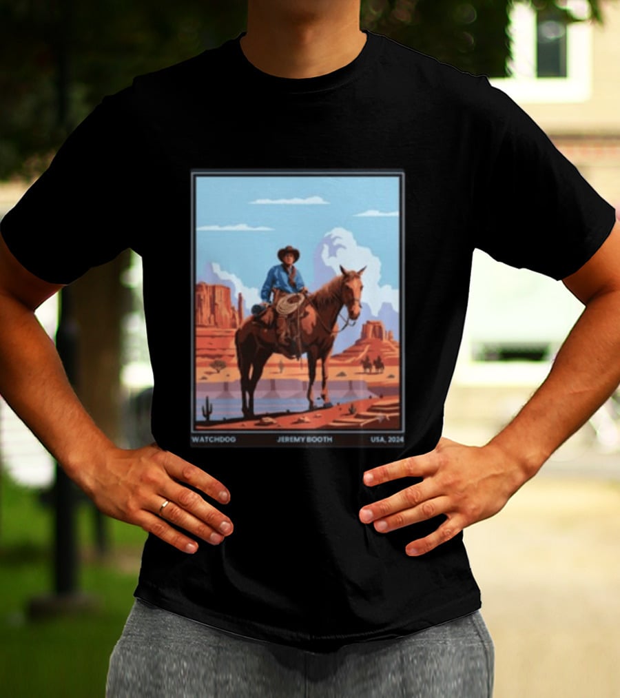 Dog Jeremy Booth USA 2020 Cowboy And Horse Desert Scene T-Shirt