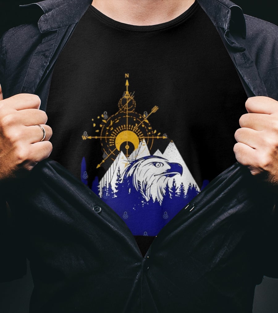 Eagle And Compass With Mountain Forest T-Shirt