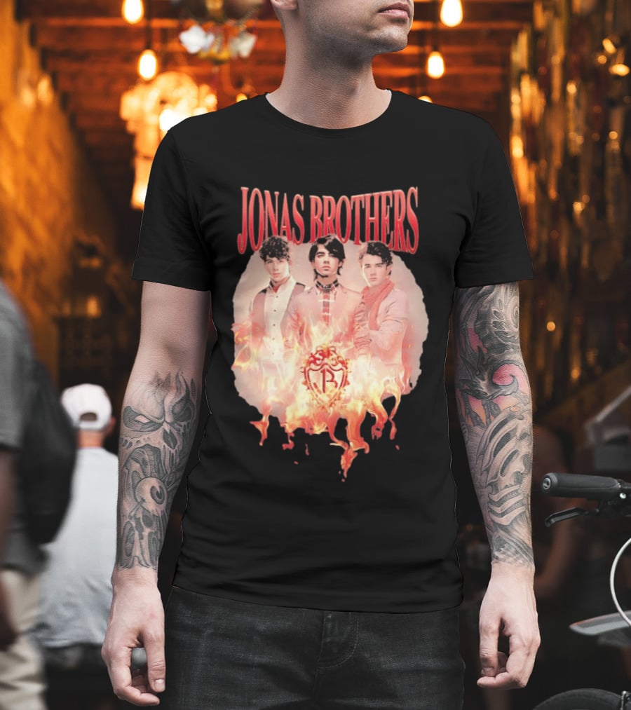 Jonas Brothers Fire Flame Trio Band Photography T-Shirt