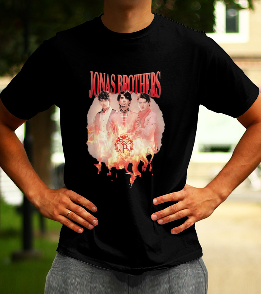 Jonas Brothers Fire Flame Trio Band Photography T-Shirt