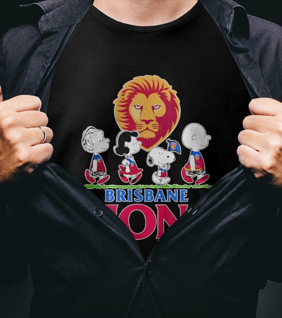 Brisbane Lions AFL Peanuts Snoopy Charlie Brown Lucy Schroeder T-Shirt