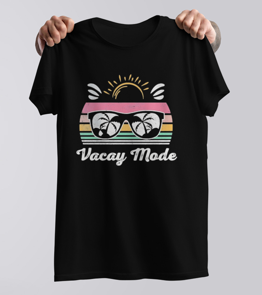 Vacay Mode Sunglasses Palm Tree Sunset Reflection T-Shirt