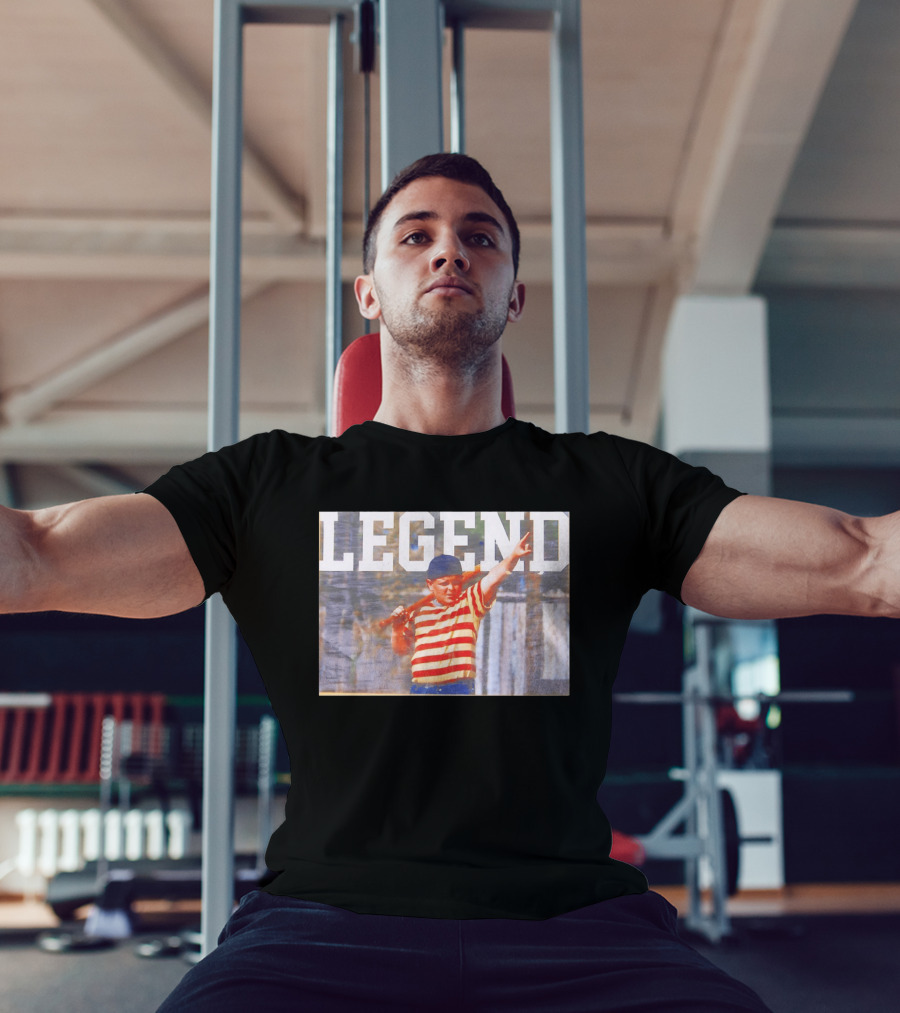 Sandlot Legend Striped Kid Holding Bat Pointing T-Shirt