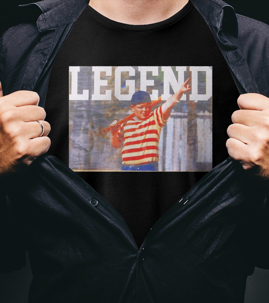 Sandlot Legend Striped Kid Holding Bat Pointing T-Shirt