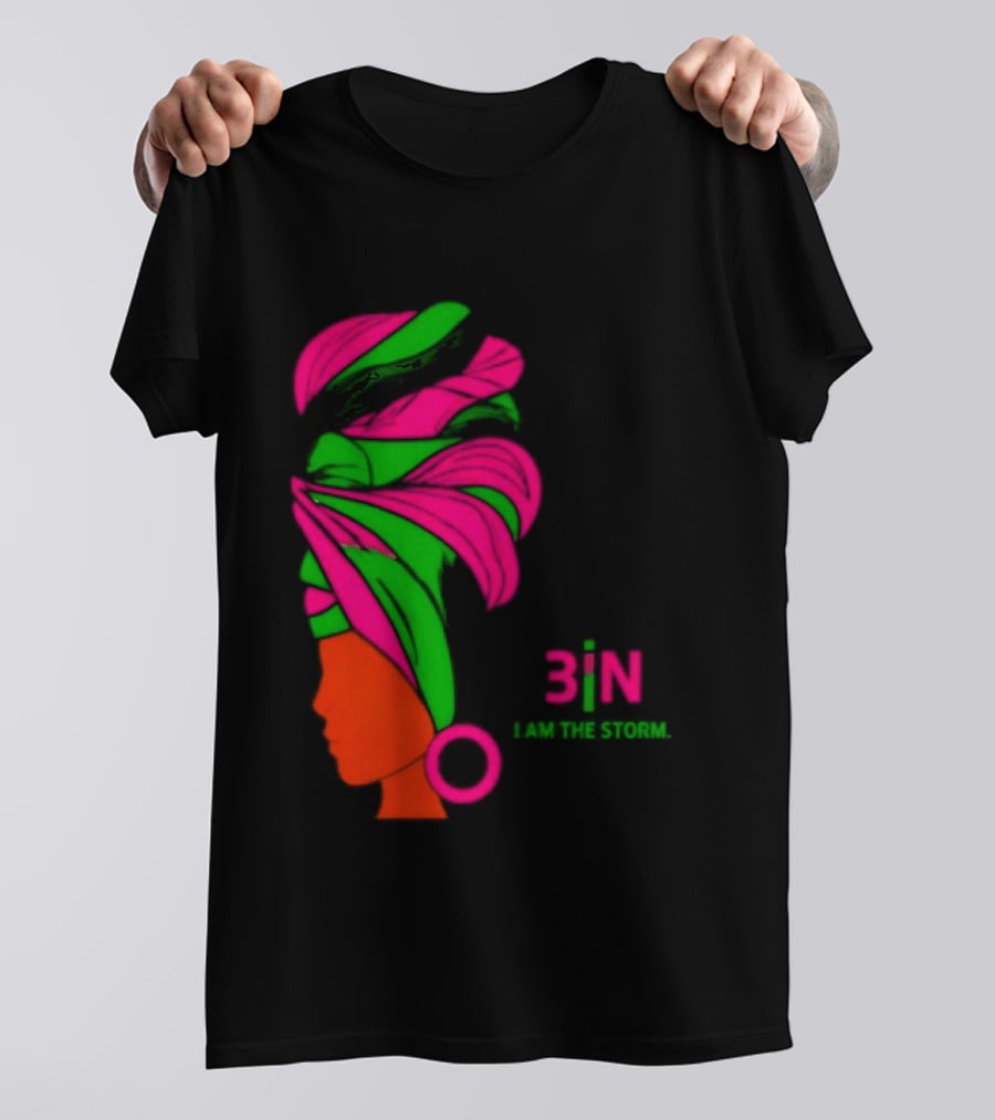 3In I Am The Storm Black Woman Headwrap Lashing Enerol T-Shirt