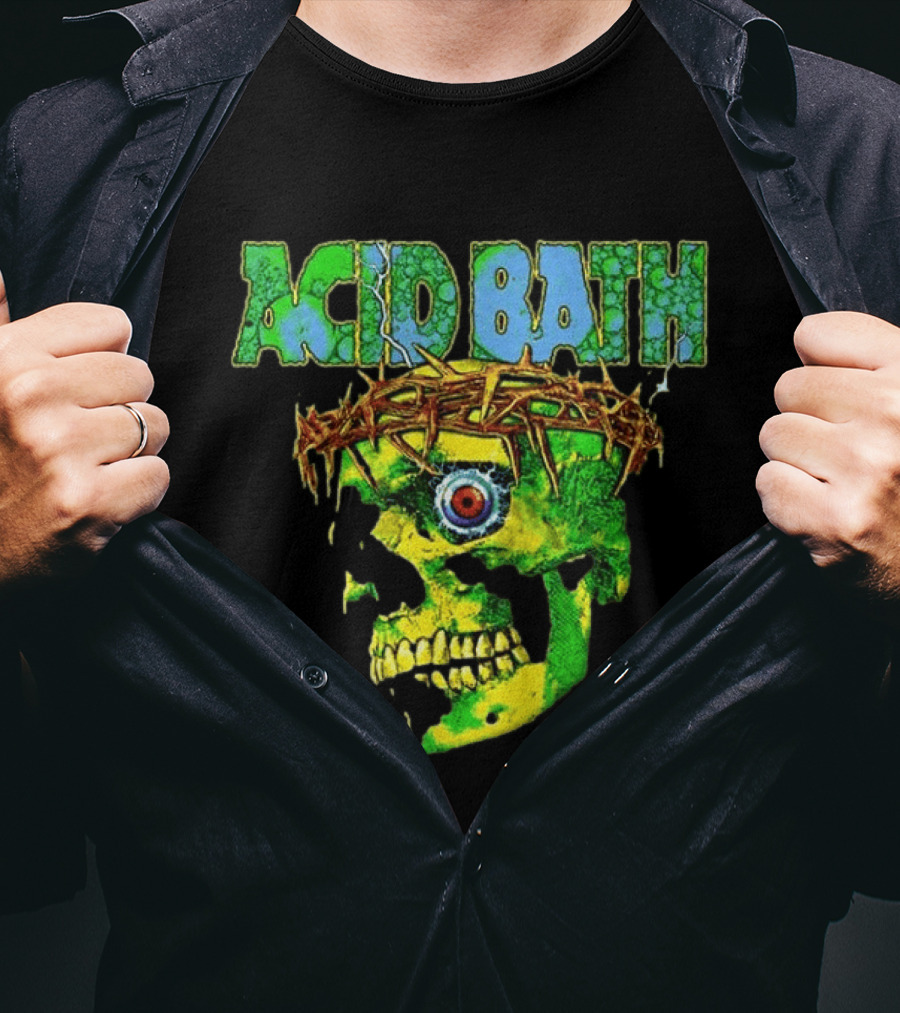 Acid Bath 2026 EU And UK Tour Green Skull Crown Of Thorns Dates Back T-Shirt