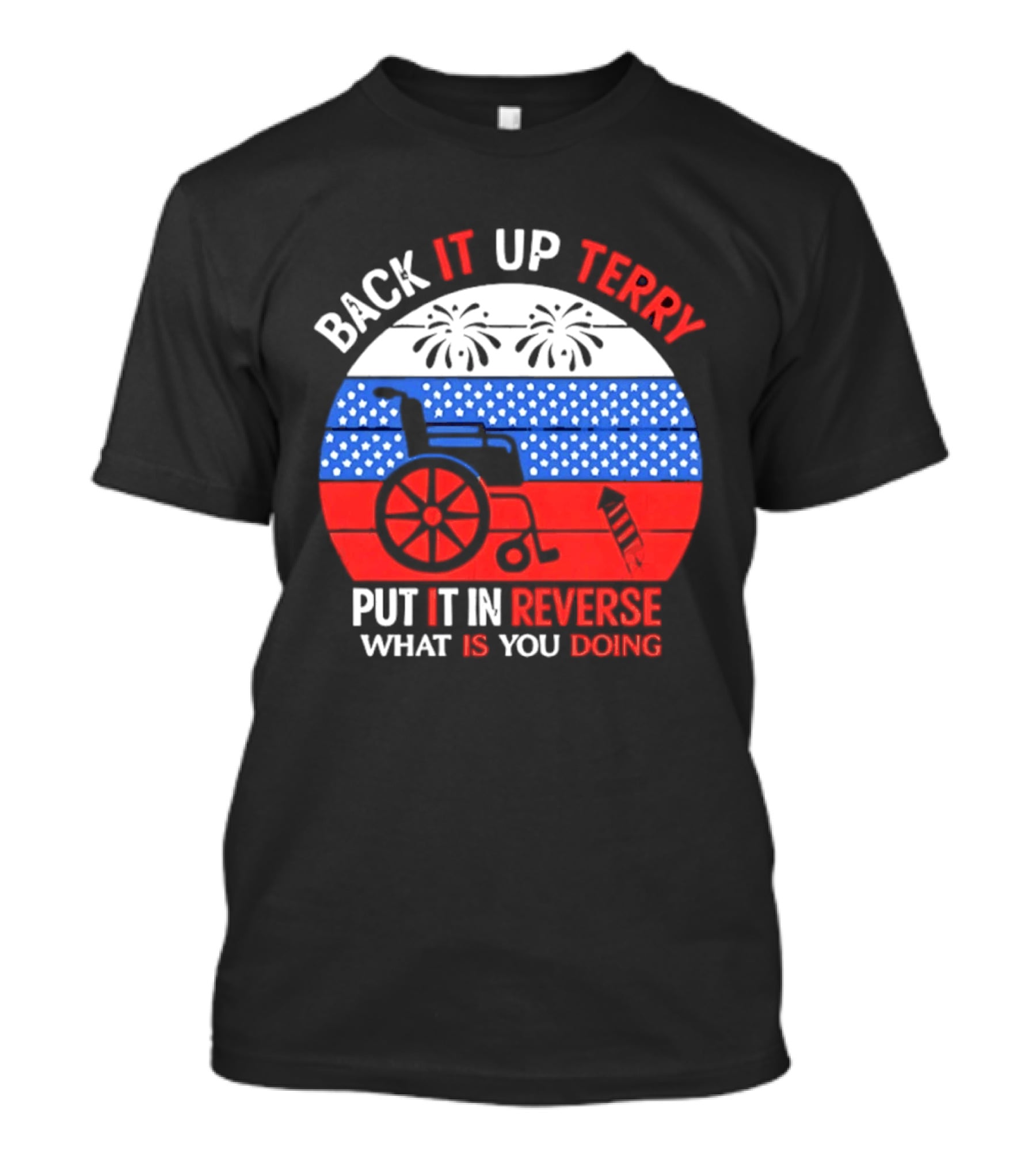 Back It Up Terry Put It In Reverse What Is You Doing 4th Of July 2026 Fireworks Scooter Stars And Stripes T-Shirt
