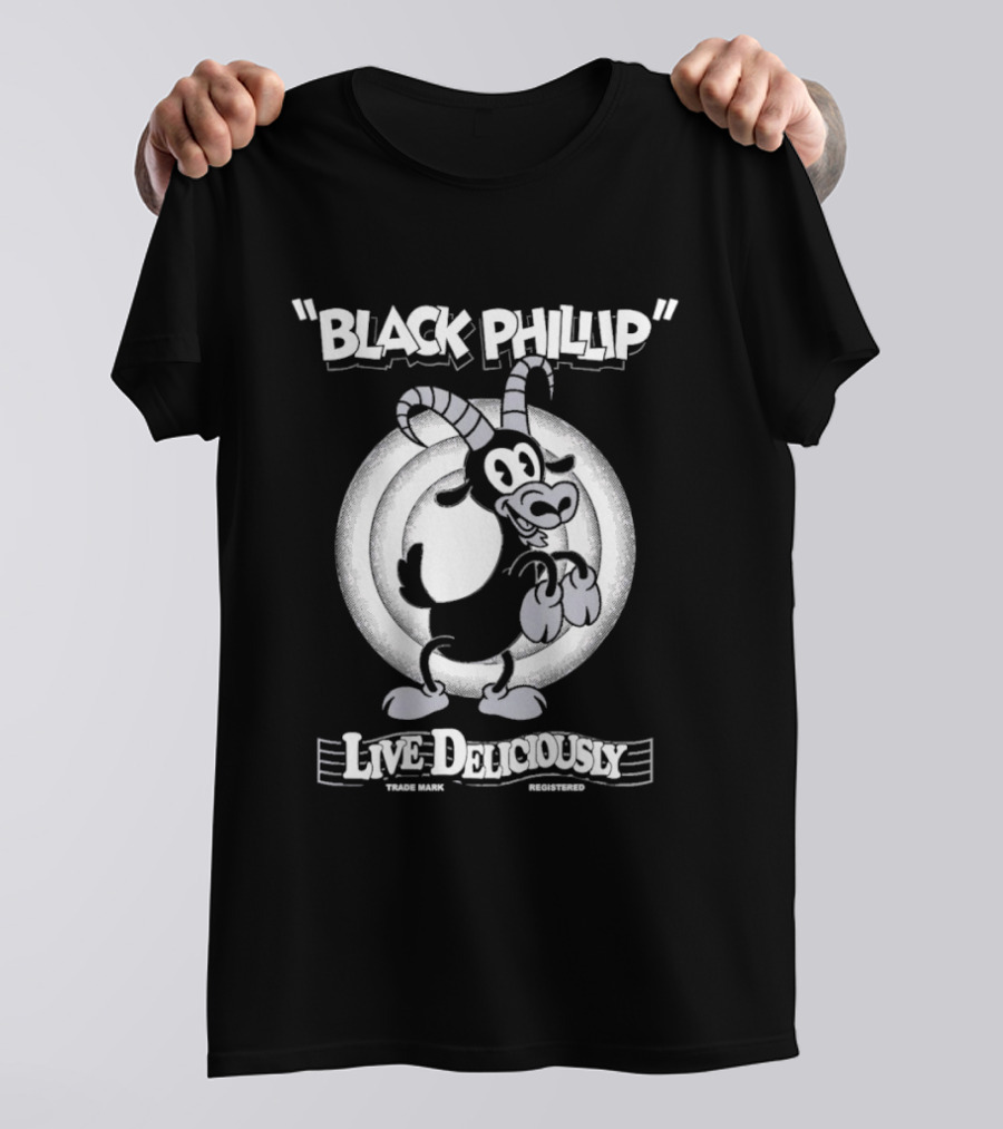 Black Phillip Live Deliciously Retro Cartoon Goat T-Shirt