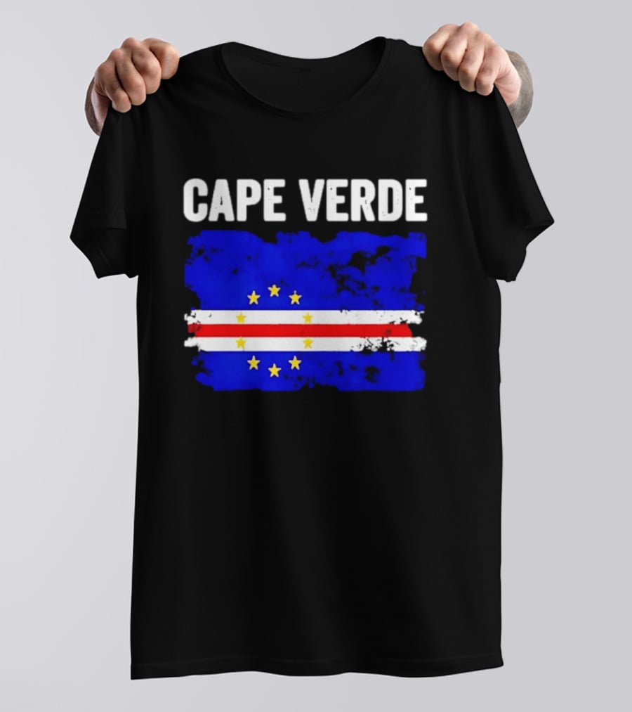 Cape Verde Distressed Flag Design Six Yellow Stars T-Shirt