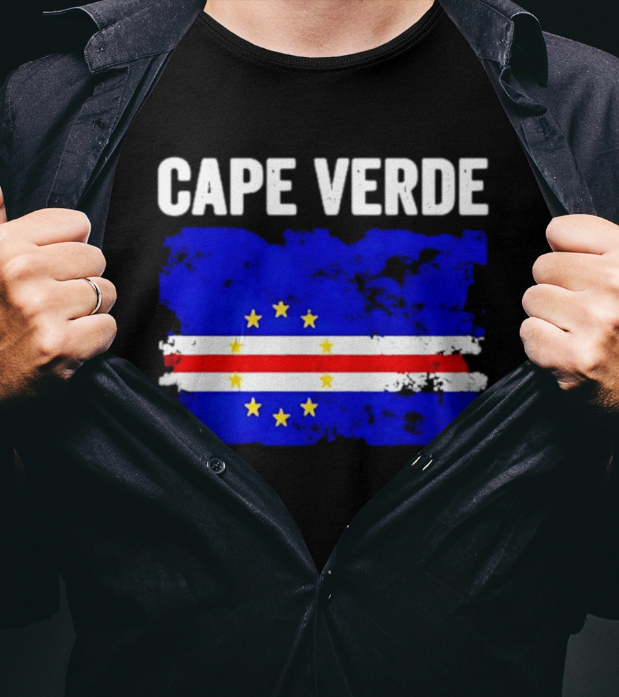 Cape Verde Distressed Flag Design Six Yellow Stars T-Shirt