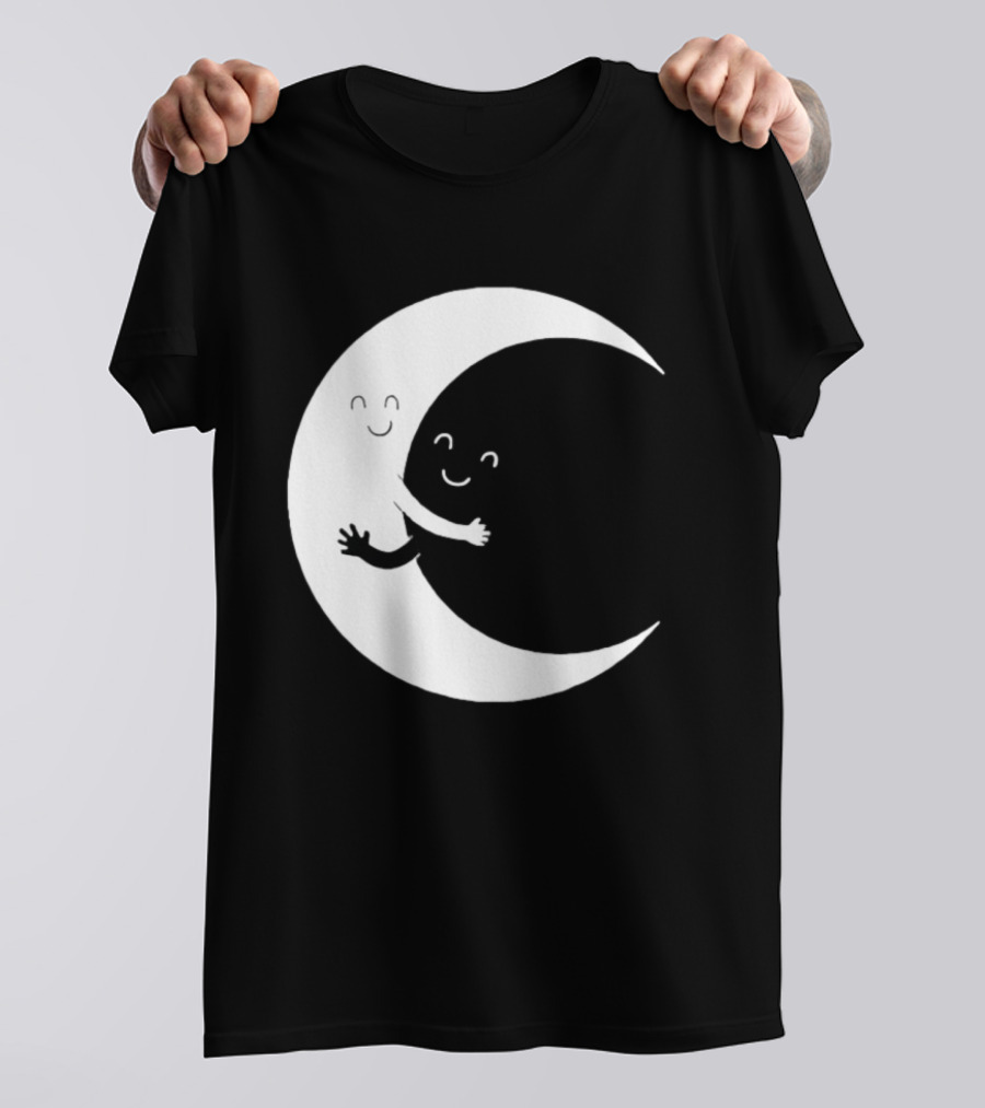 Celestial Hugging Moon Crescent Night Sky Space T-Shirt