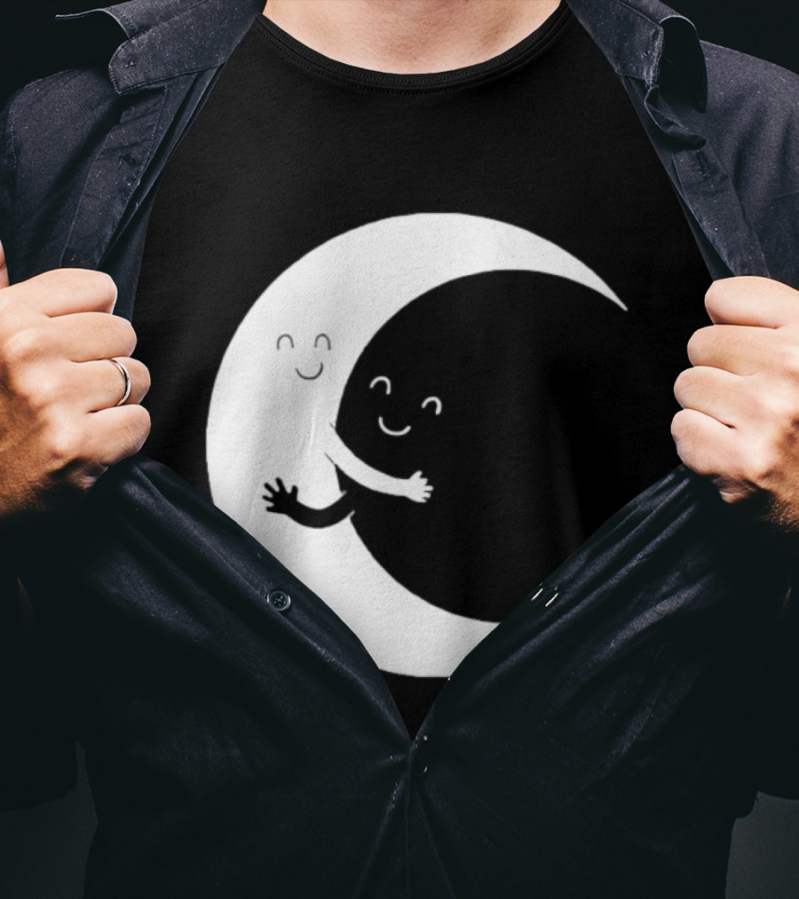Celestial Hugging Moon Crescent Night Sky Space T-Shirt