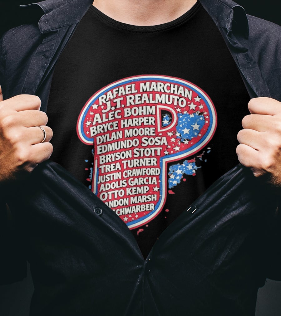 Rafael Marchan JT Realmuto Alec Bohm Bryce Harper Philadelphia Phillies T-Shirt