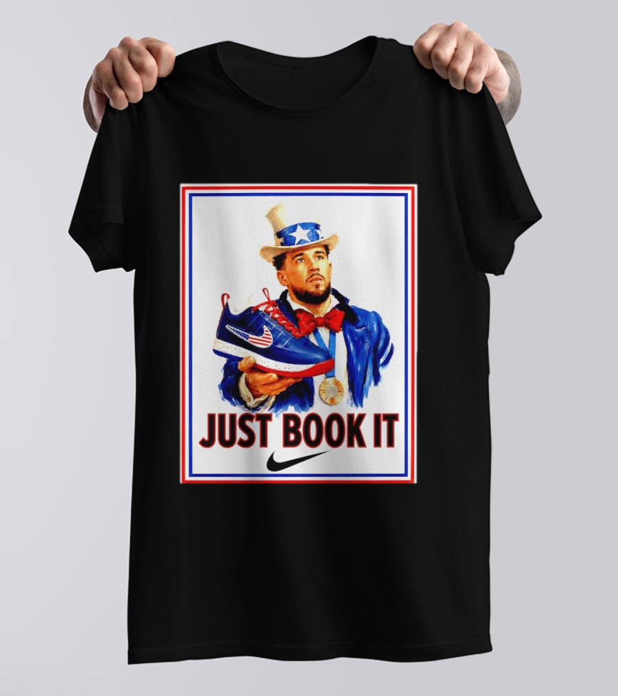 Just Book It Devin Booker Uncle Sam Gold Medal Nike Sneaker T-Shirt