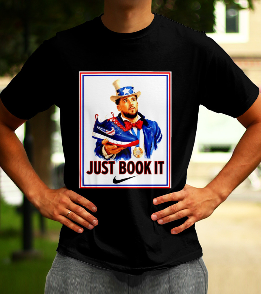 Just Book It Devin Booker Uncle Sam Gold Medal Nike Sneaker T-Shirt