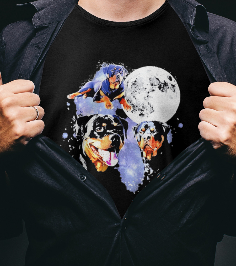 Rottweiler Galaxy Moon Space Celestial Dog Breed Lover Pet Owner Lunar Canine Adventure T-Shirt