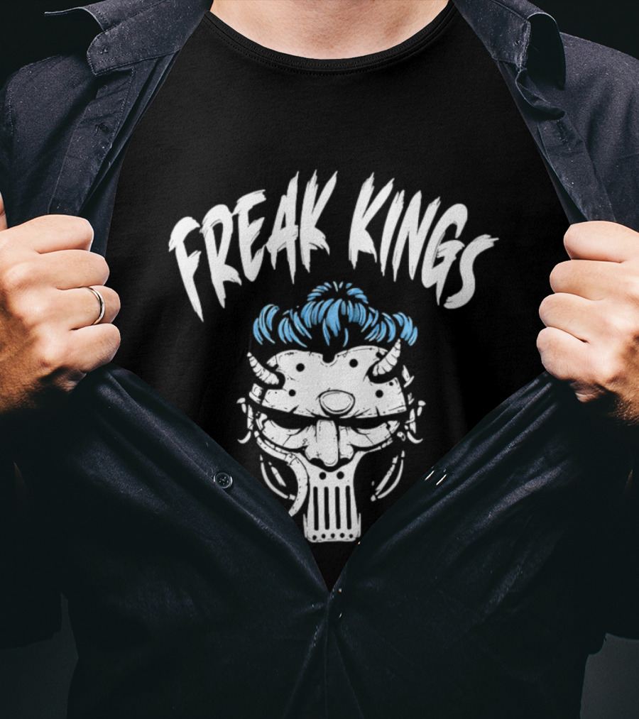 Freak Kings Horned Skull Blue Hair T-Shirt