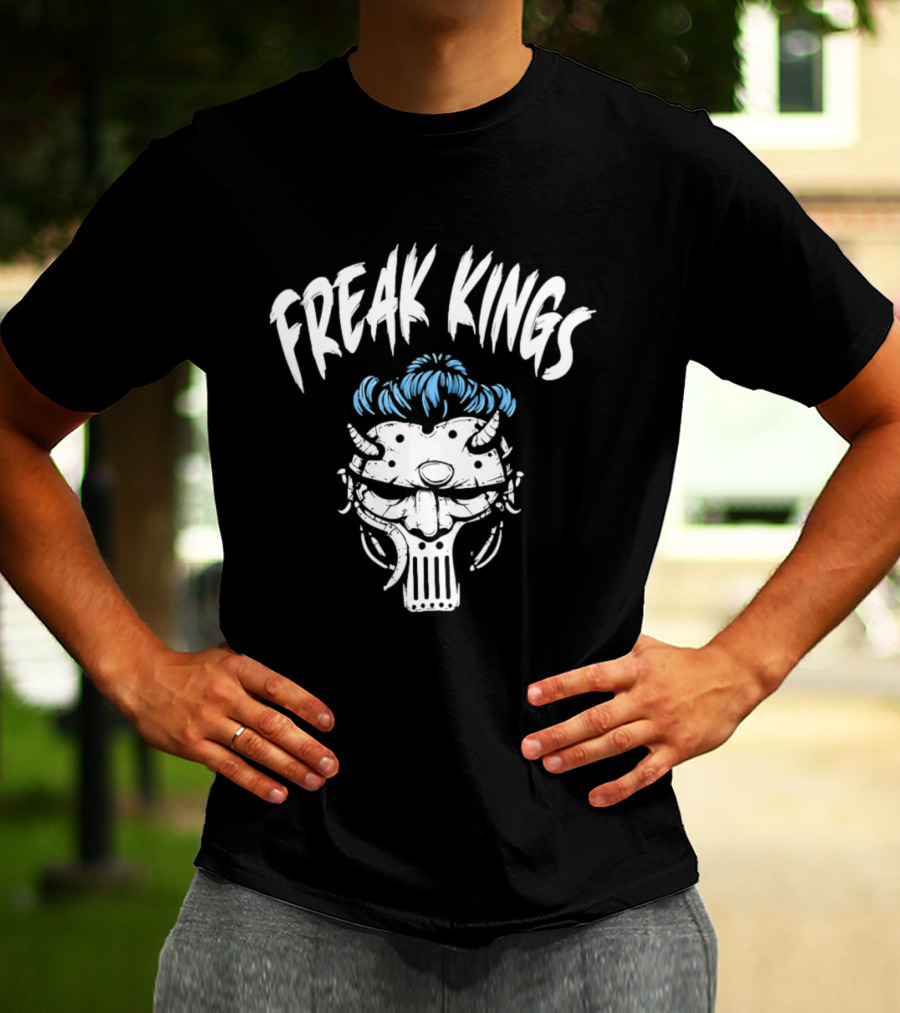 Freak Kings Horned Skull Blue Hair T-Shirt