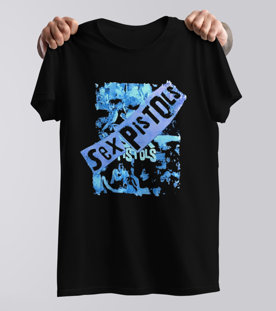 Sex Pistols Distressed Blue Photo Collage T-Shirt