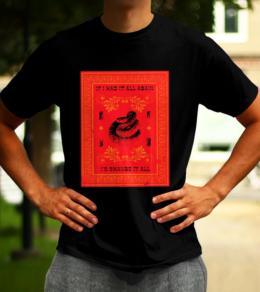 If I Had It All Again I'd Change It All Rattlesnake Western Red Bandana T-Shirt