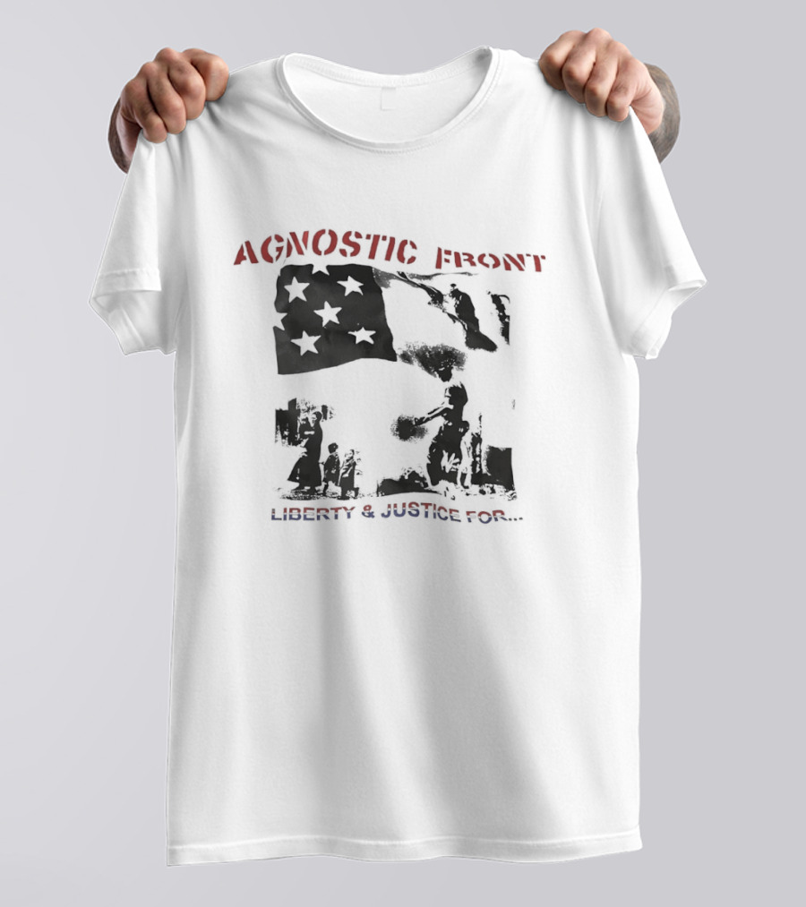 Agnostic Front Liberty And Justice For All Flag Military Patriot T-Shirt